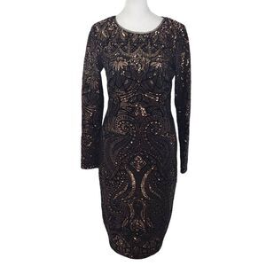 Betsy & Adam Sequin Sheath Dress NWT Size 4 Formal Black Sequin Party Dress